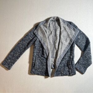 Vince Textured Marled Open Drape Jacket Blazer in Blue Tweed, Size Small